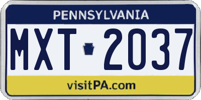 PA license plate MXT2037