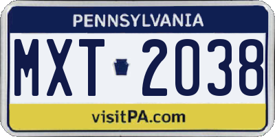 PA license plate MXT2038
