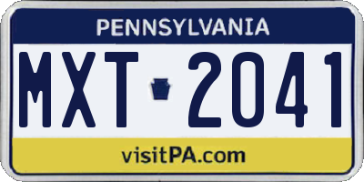 PA license plate MXT2041
