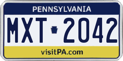 PA license plate MXT2042