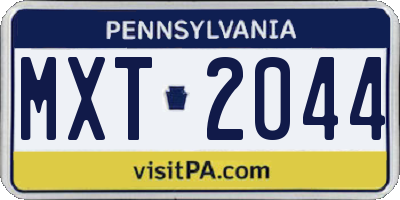 PA license plate MXT2044