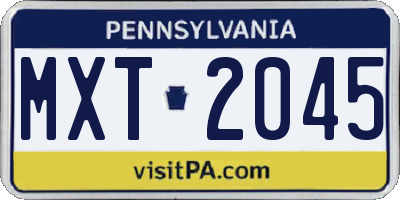 PA license plate MXT2045