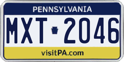 PA license plate MXT2046