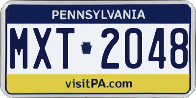 PA license plate MXT2048