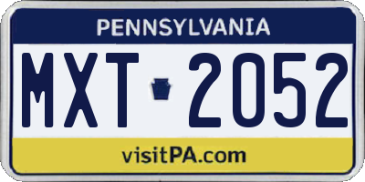 PA license plate MXT2052