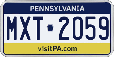 PA license plate MXT2059