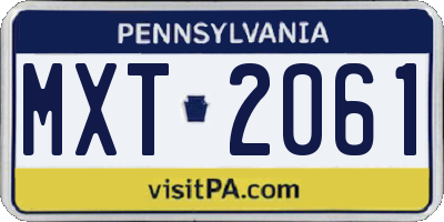 PA license plate MXT2061
