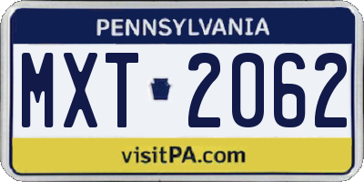PA license plate MXT2062