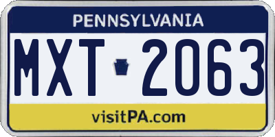 PA license plate MXT2063