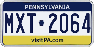 PA license plate MXT2064