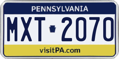 PA license plate MXT2070