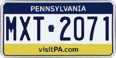 PA license plate MXT2071