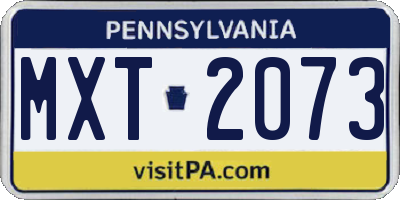 PA license plate MXT2073