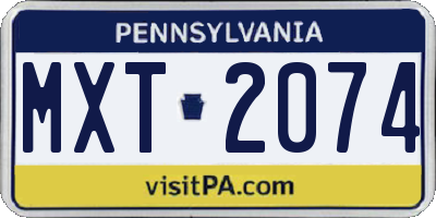 PA license plate MXT2074