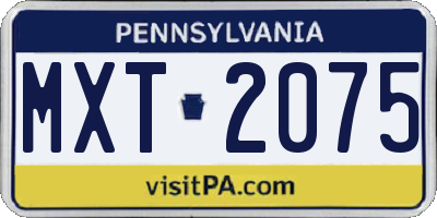 PA license plate MXT2075
