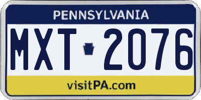 PA license plate MXT2076