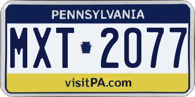 PA license plate MXT2077