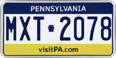 PA license plate MXT2078
