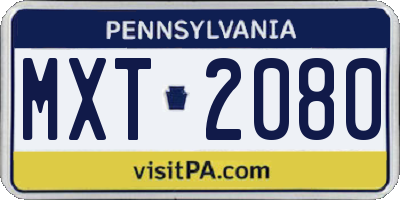 PA license plate MXT2080