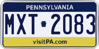 PA license plate MXT2083