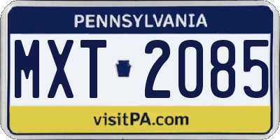 PA license plate MXT2085