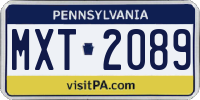 PA license plate MXT2089