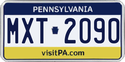 PA license plate MXT2090