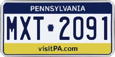PA license plate MXT2091