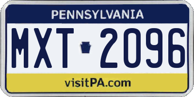 PA license plate MXT2096