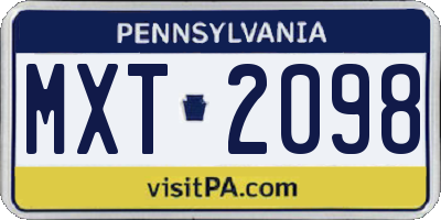 PA license plate MXT2098