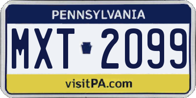 PA license plate MXT2099