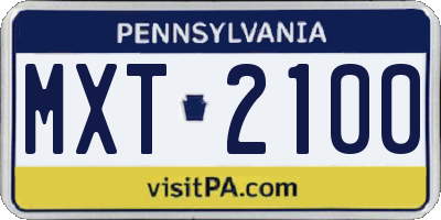 PA license plate MXT2100