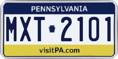 PA license plate MXT2101