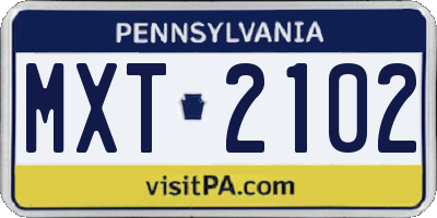 PA license plate MXT2102