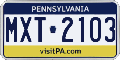 PA license plate MXT2103