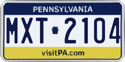 PA license plate MXT2104