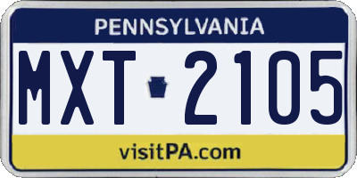 PA license plate MXT2105