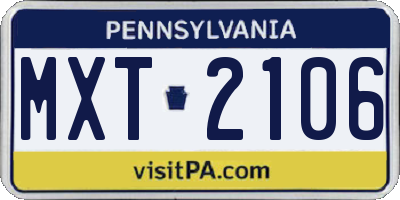 PA license plate MXT2106