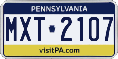 PA license plate MXT2107