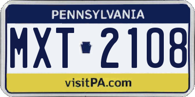 PA license plate MXT2108