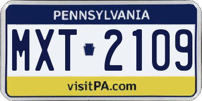 PA license plate MXT2109