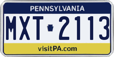 PA license plate MXT2113