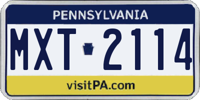PA license plate MXT2114
