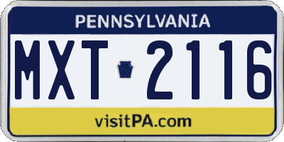 PA license plate MXT2116