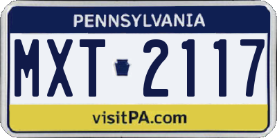 PA license plate MXT2117