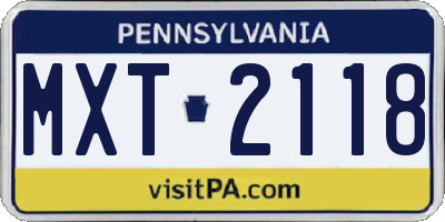 PA license plate MXT2118