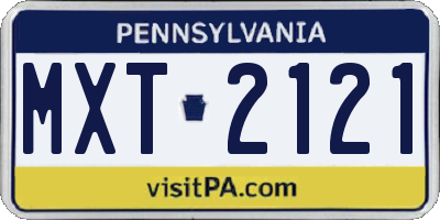 PA license plate MXT2121