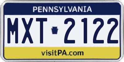 PA license plate MXT2122