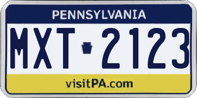 PA license plate MXT2123