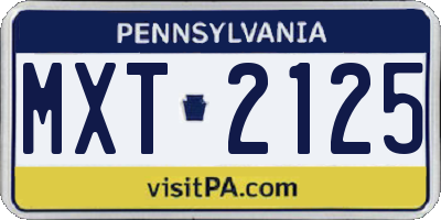 PA license plate MXT2125